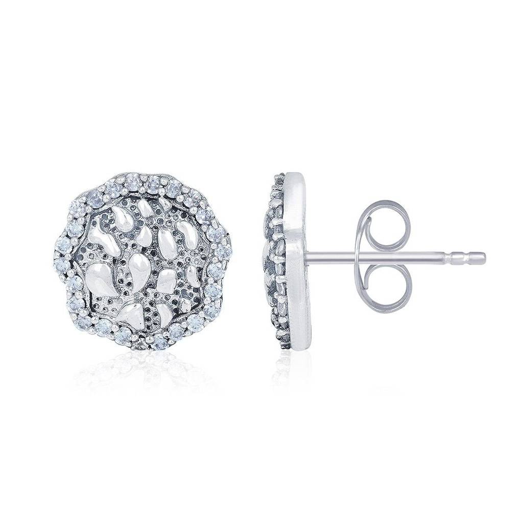 Silver Unisex Nuggets Stud Earrings : ZLE-1032