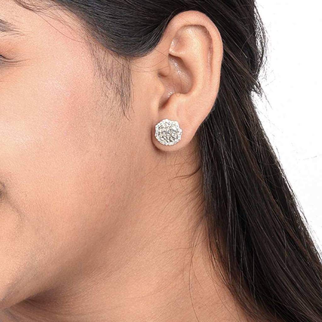 Silver Unisex Nuggets Stud Earrings : ZLE-1032