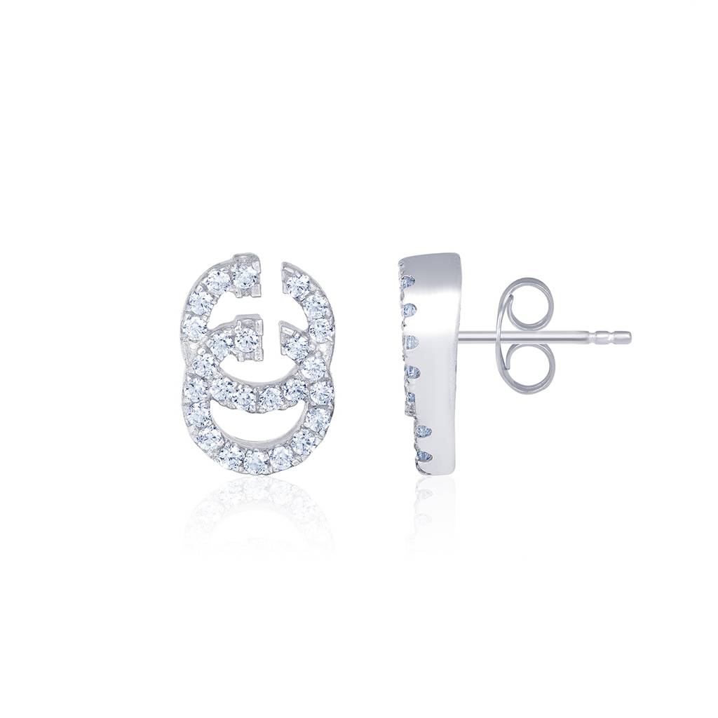 Silver Gg Theme Hip Hop Studs : ZLE-1037