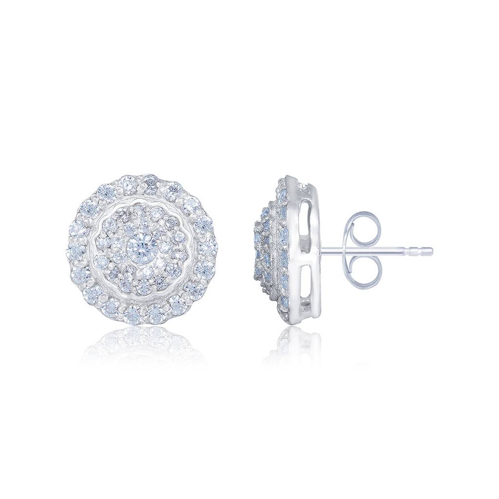 Silver Cluster Maya Studs : ZLE-1040