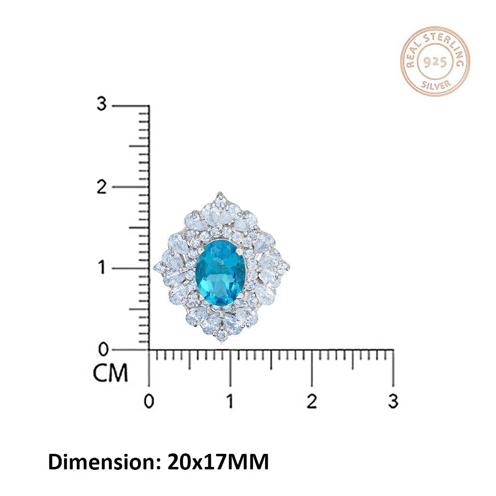 Silver Topaz Flower Stud Earrings : ZLE-1043