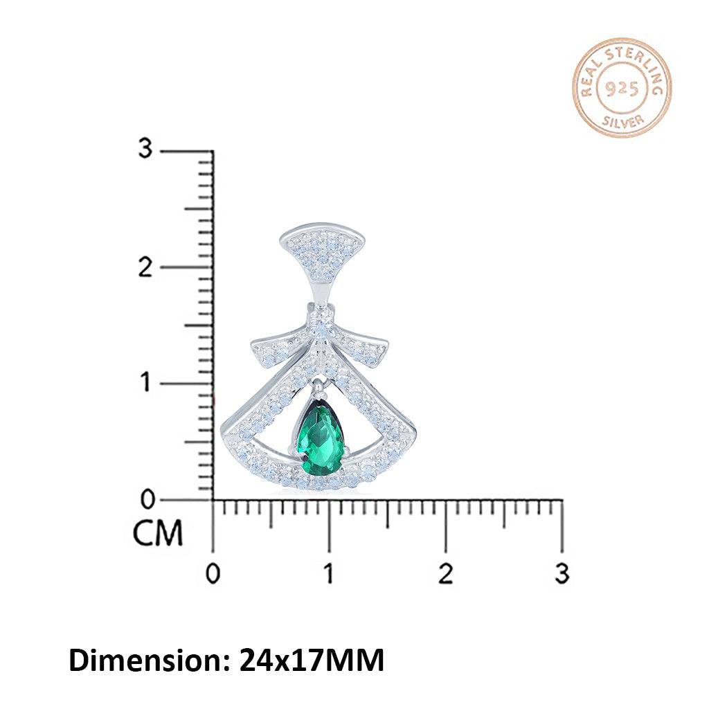 Silver & Green Hamsa Eye Earrings : ZLE-1048