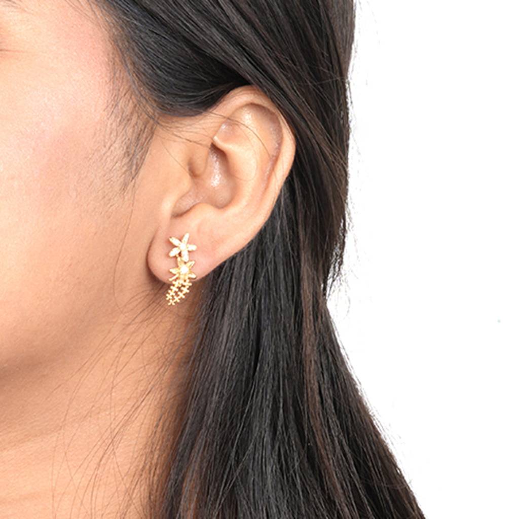 Golden Star Constellation Stud Earrings : ZLE-1049