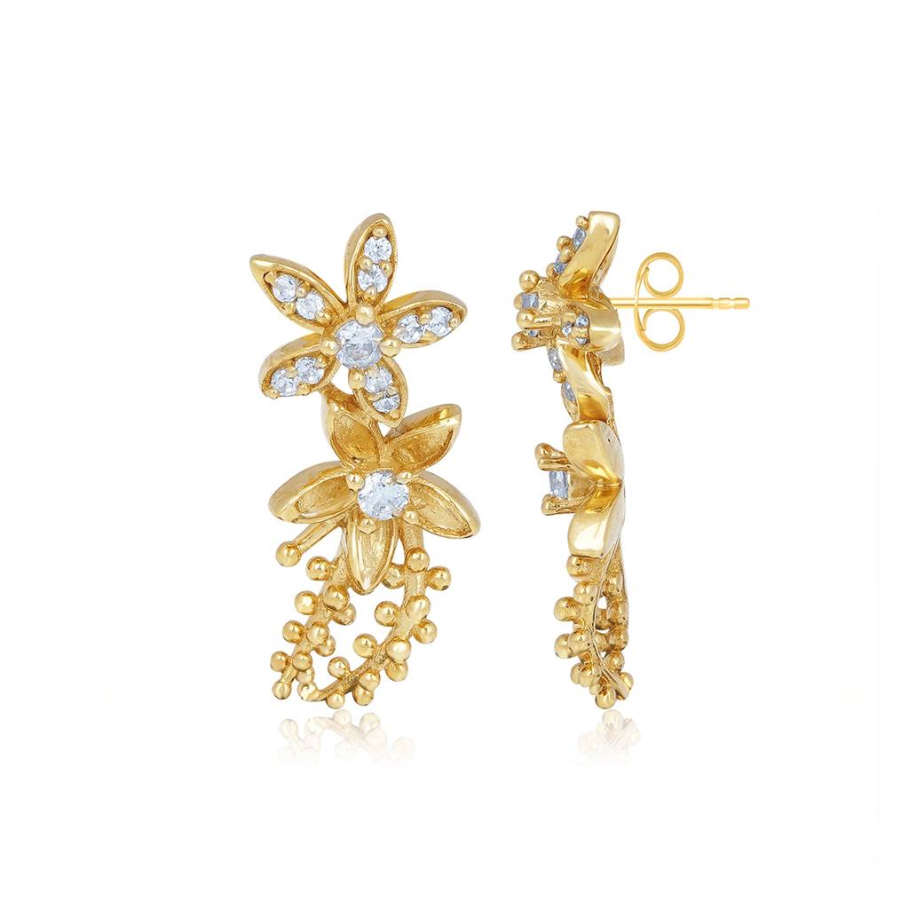 Golden Star Constellation Stud Earrings : ZLE-1049