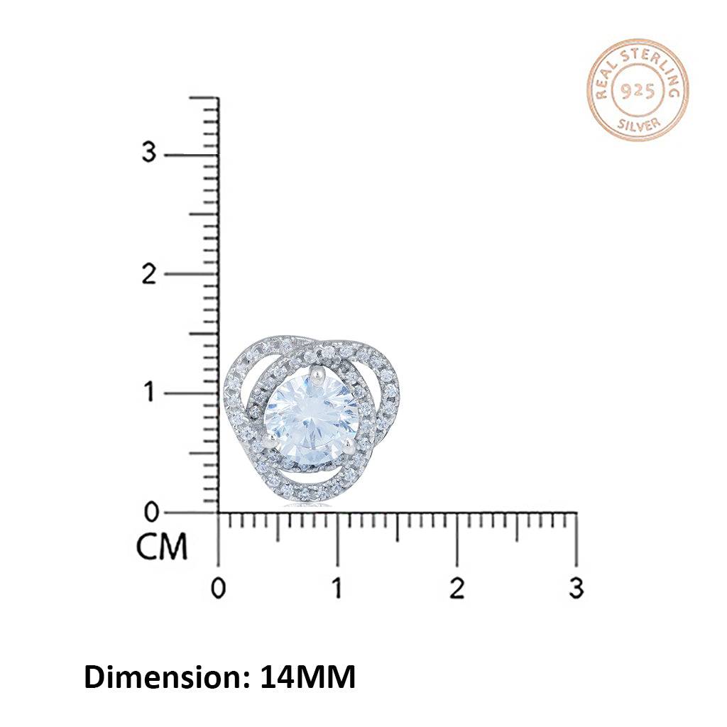 Silver Zircon Studded Elegant Stud Earrings : ZLE-1051