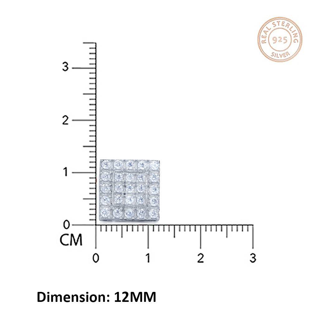 Silver Zircon Unisex Square Studs : ZLE-1052