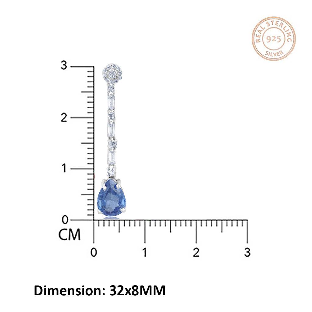 Silver Blue Sapphire Drop Dangle Earring : ZLE-1057