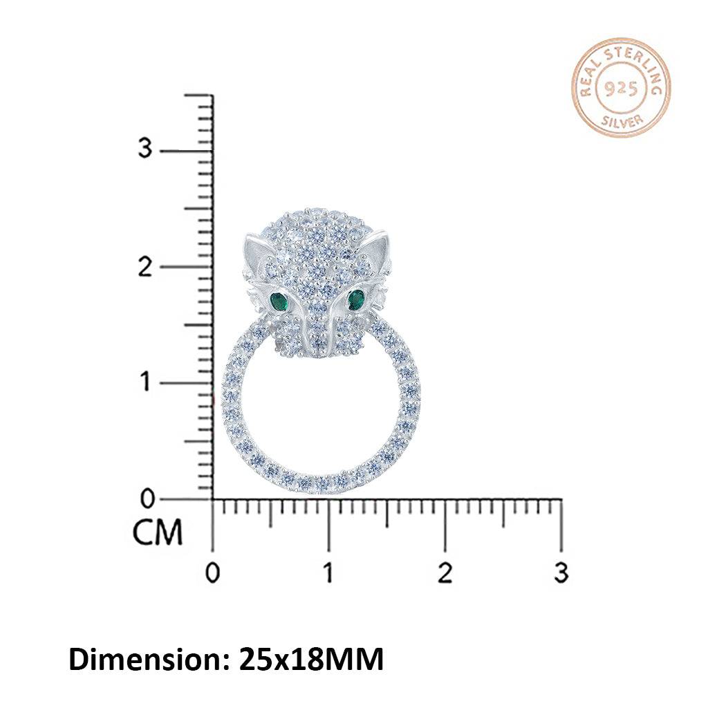 Silver Panther Face Shape Hoop Earring : ZLE-1061