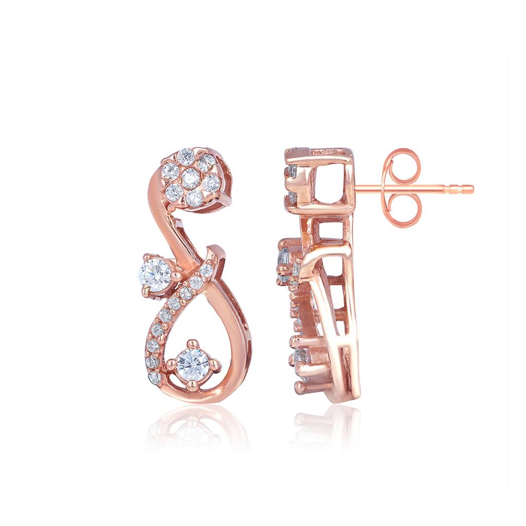 Rose Gold Infinity Stud Earring : ZLE-1062