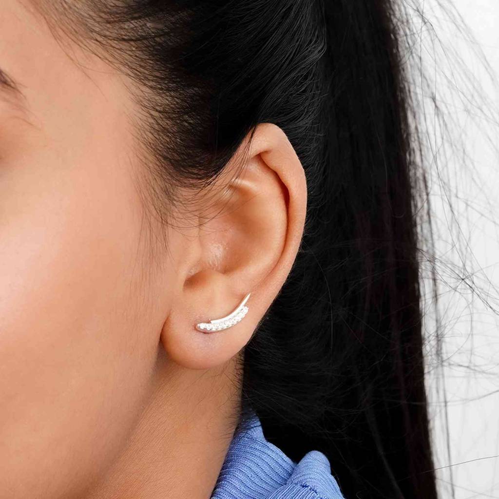 Silver Climber Clip Earrings : ZLE-1067