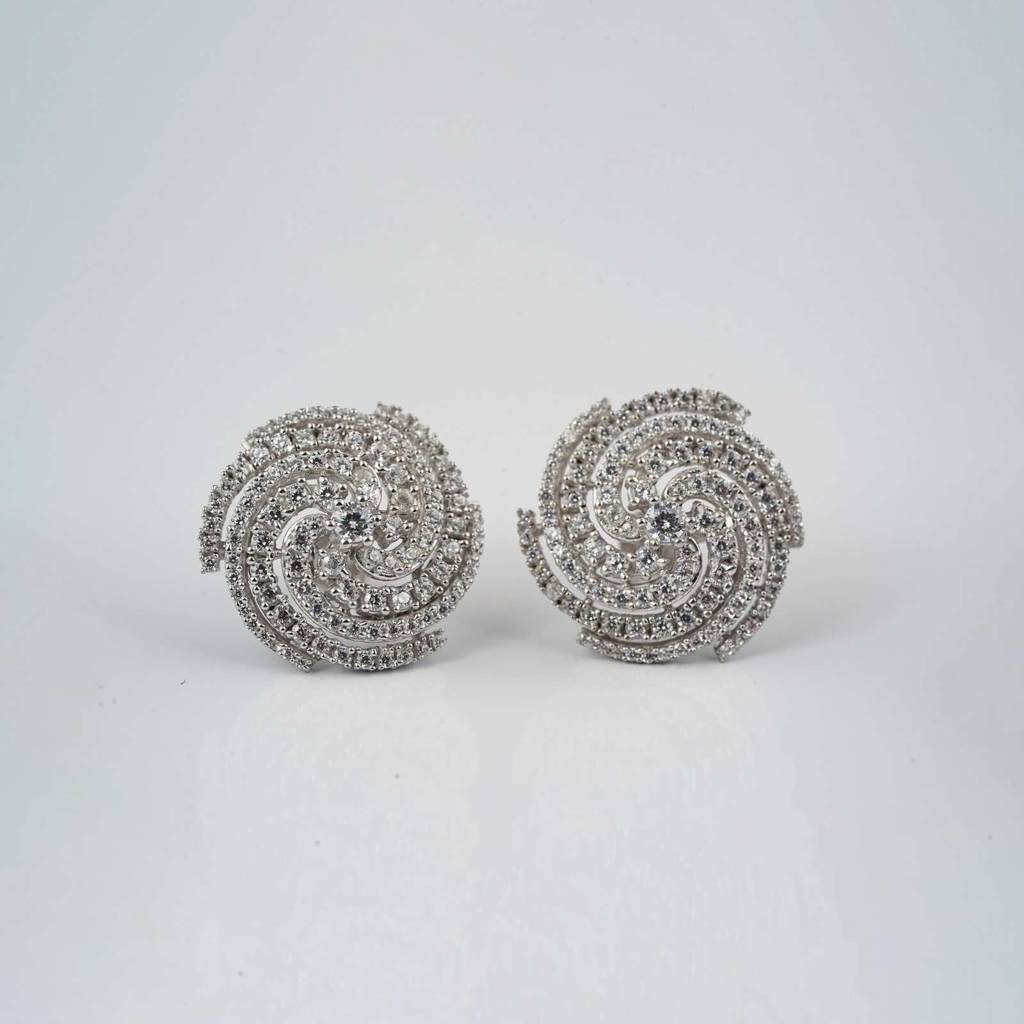 Silver Spiral Stud Earrings : ZLE-1068