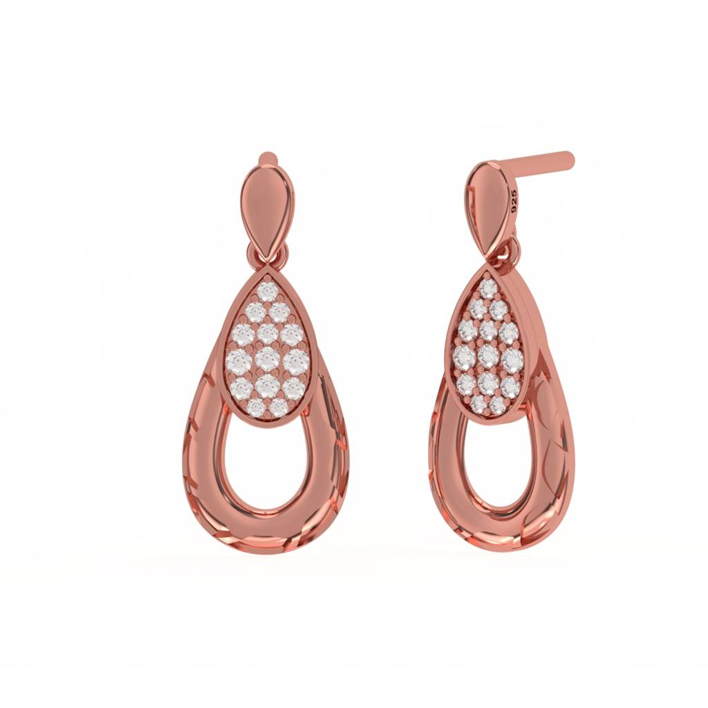 Rose Gold Teardrop Earrings : ZLE-1070R