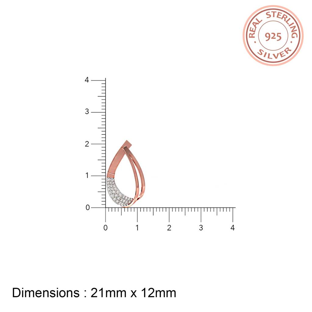Rose Gold Cubic Zirconia Huggie Hoop Earrings : ZLE-1073TT