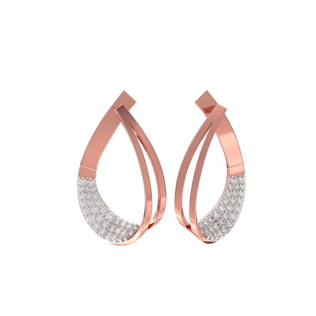 Rose Gold Cubic Zirconia Huggie Hoop Earrings : ZLE-1073TT