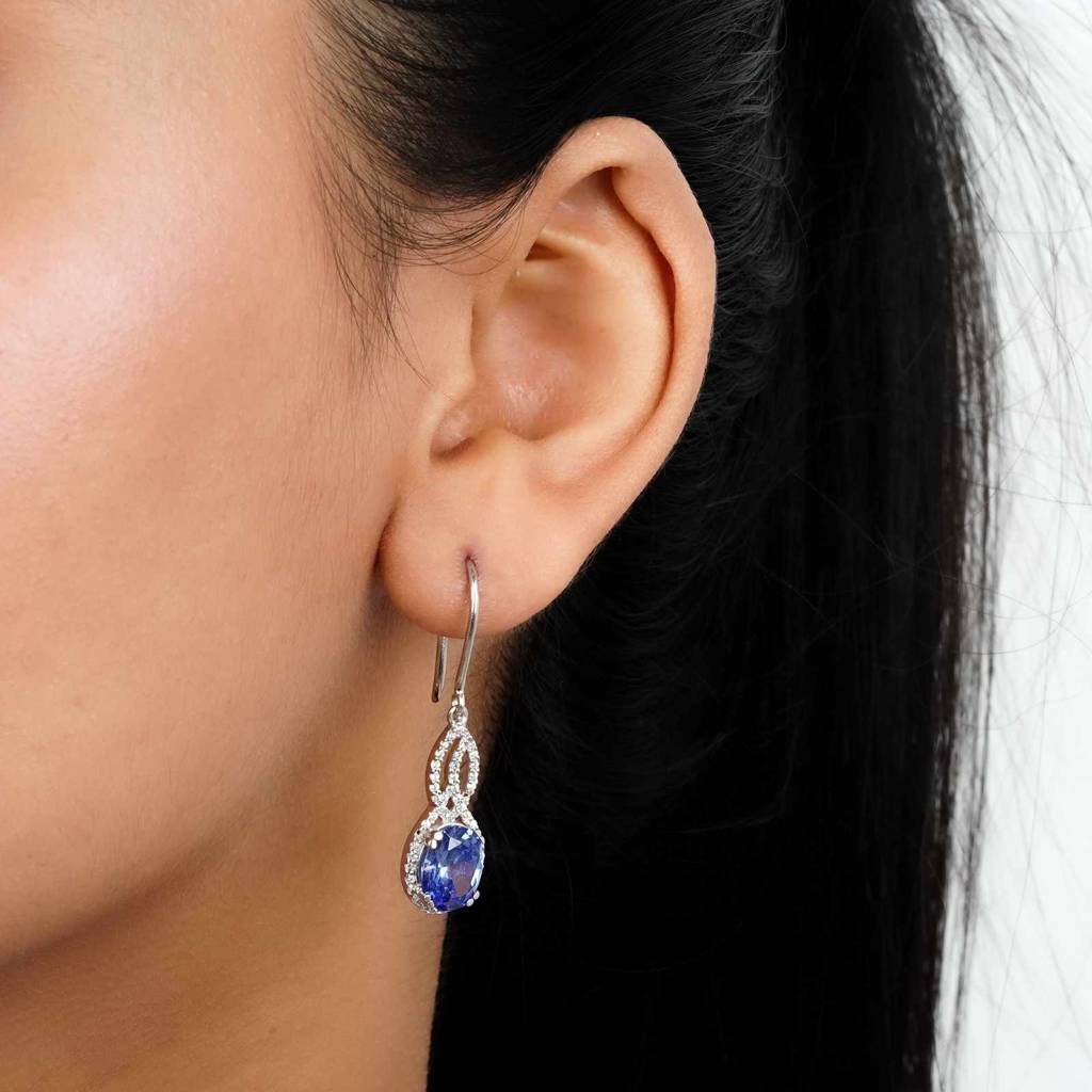 Silver Blue Night Dangle Earrings : ZLE-1075