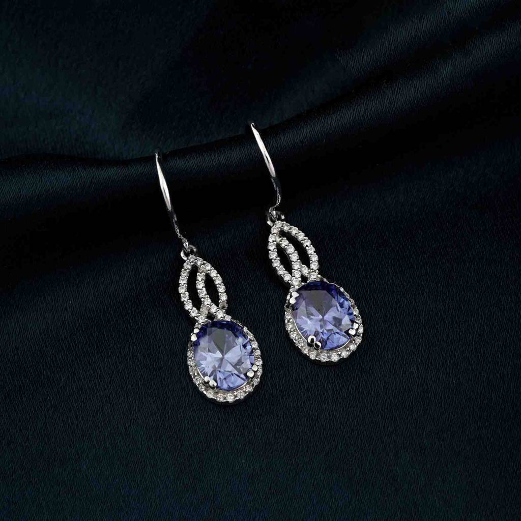 Silver Blue Night Dangle Earrings : ZLE-1075