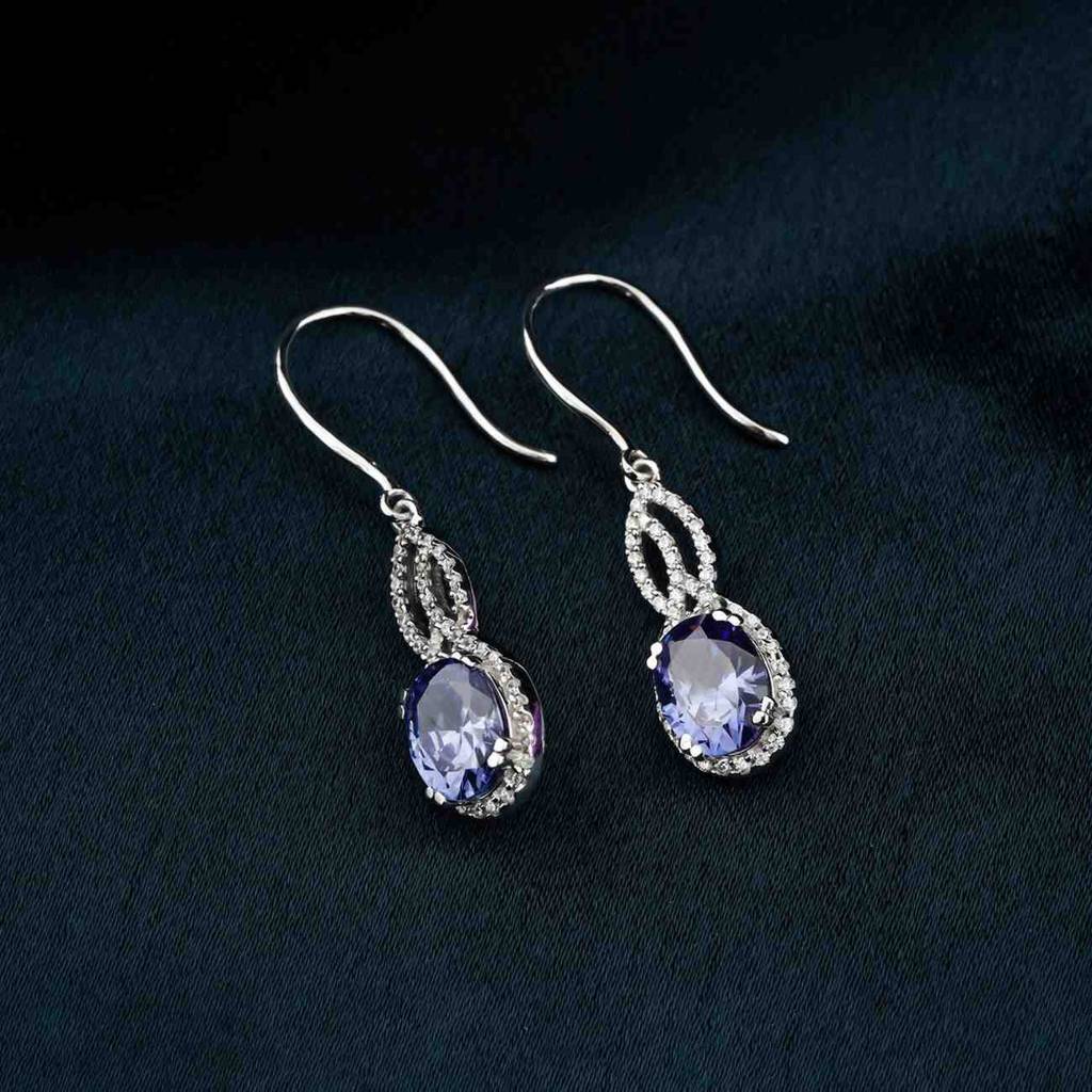 Silver Blue Night Dangle Earrings : ZLE-1075
