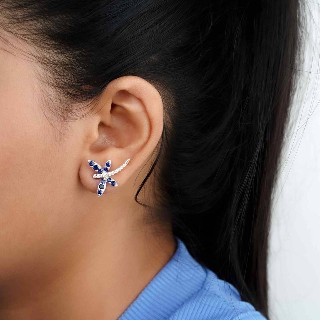 Silver Dragonfly Mini Stud Earrings : ZLE-1076