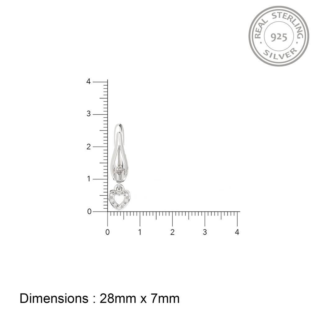 Sterling Silver Heart Drop Gold Earrings : ZLE-1082