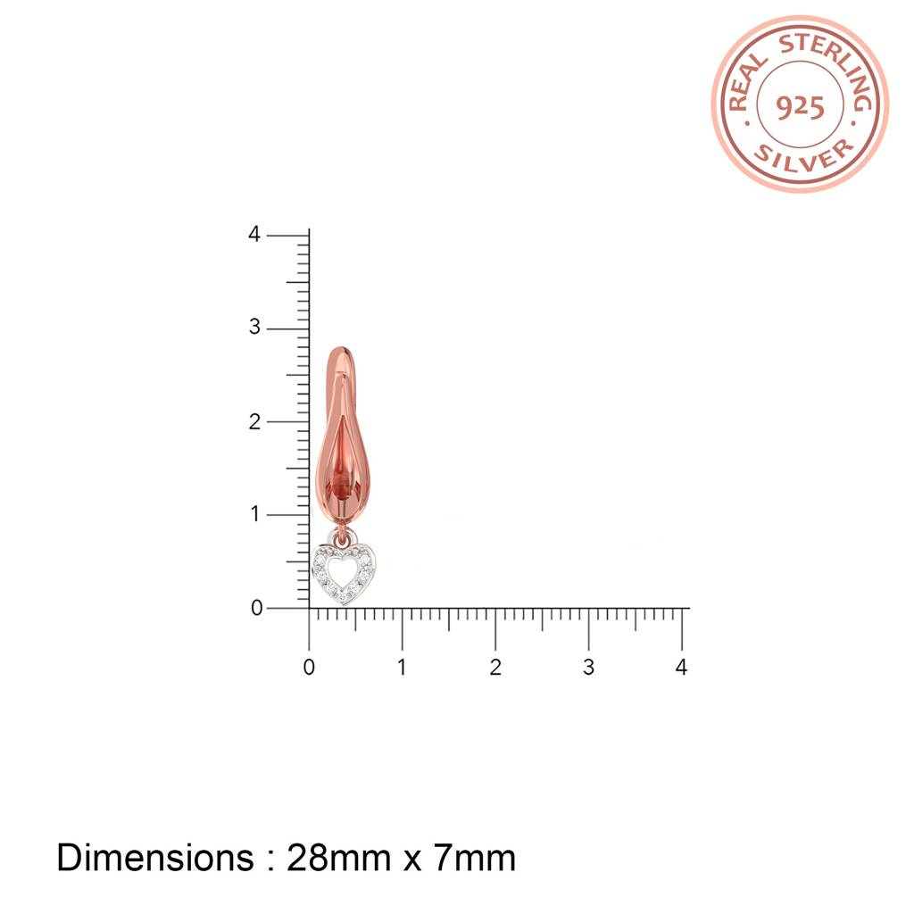 Two Tone Heart Drop Rose Gold Earrings : ZLE-1082TT