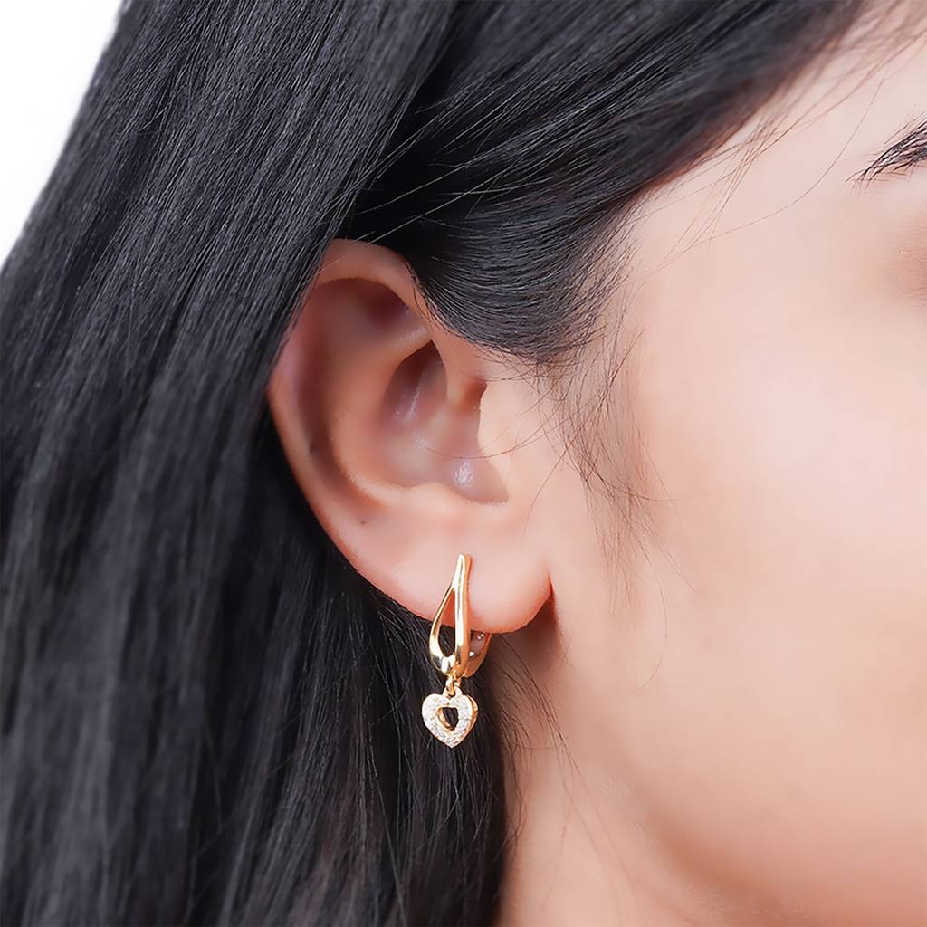 Golden Heart Drop Gold Earrings : ZLE-1082Y
