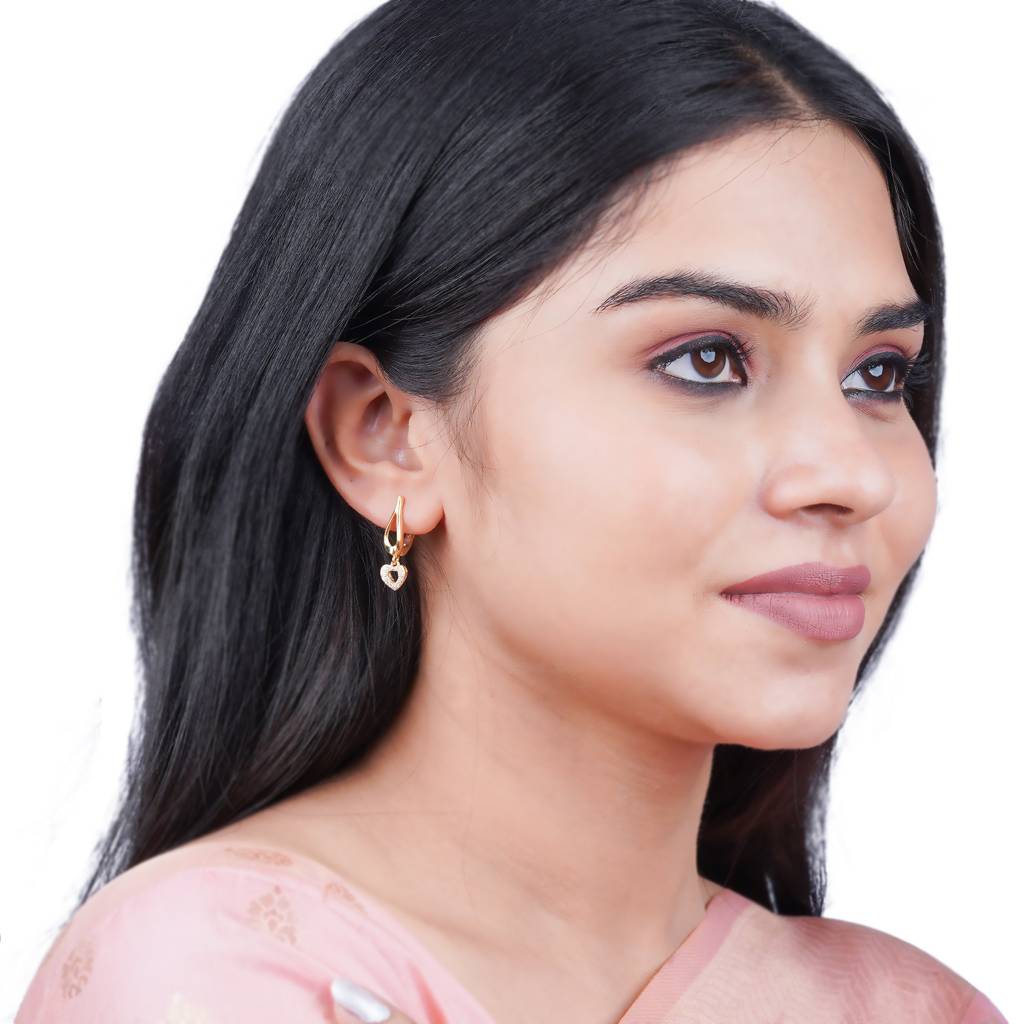 Golden Heart Drop Gold Earrings : ZLE-1082Y
