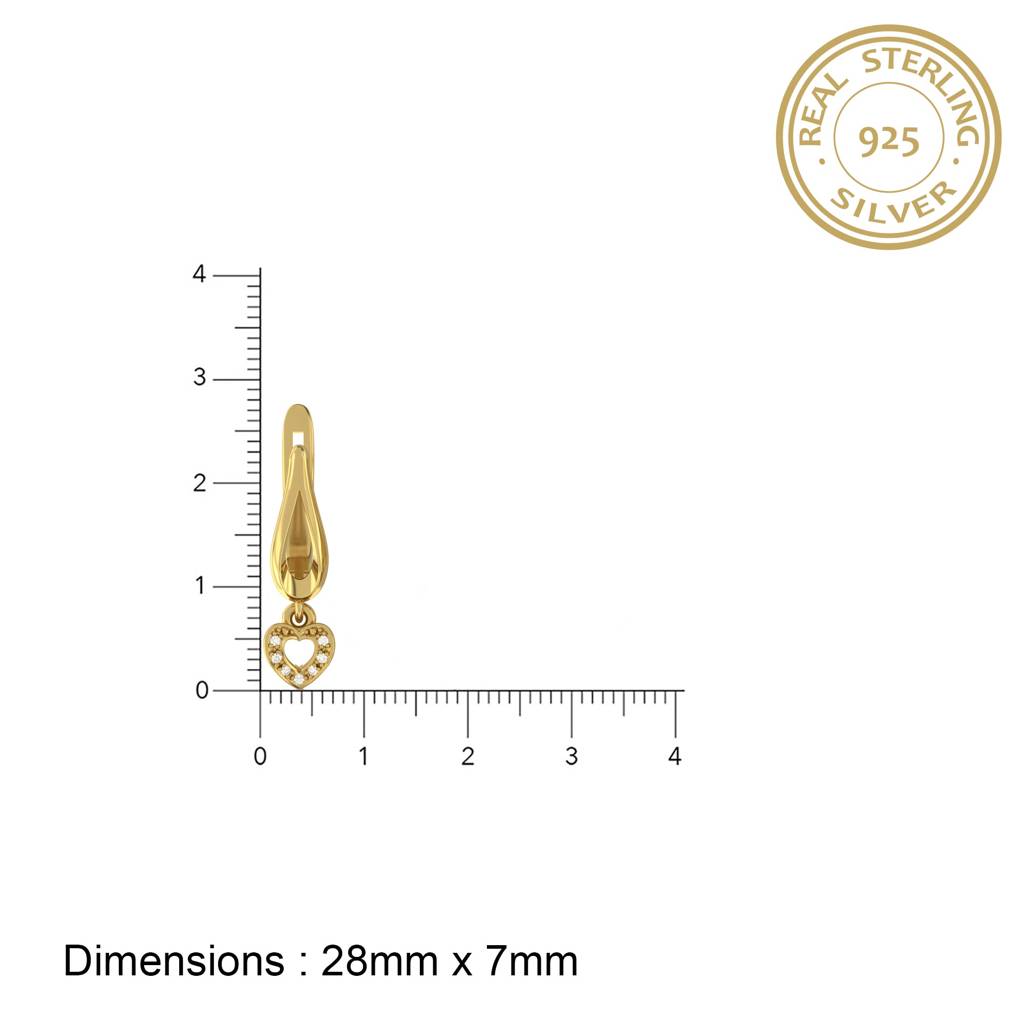 Golden Heart Drop Gold Earrings : ZLE-1082Y