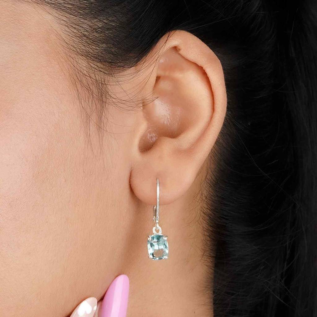 Silver Aqua Blue Drop Earrings : ZLE-1083