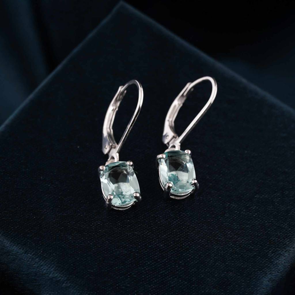 Silver Aqua Blue Drop Earrings : ZLE-1083