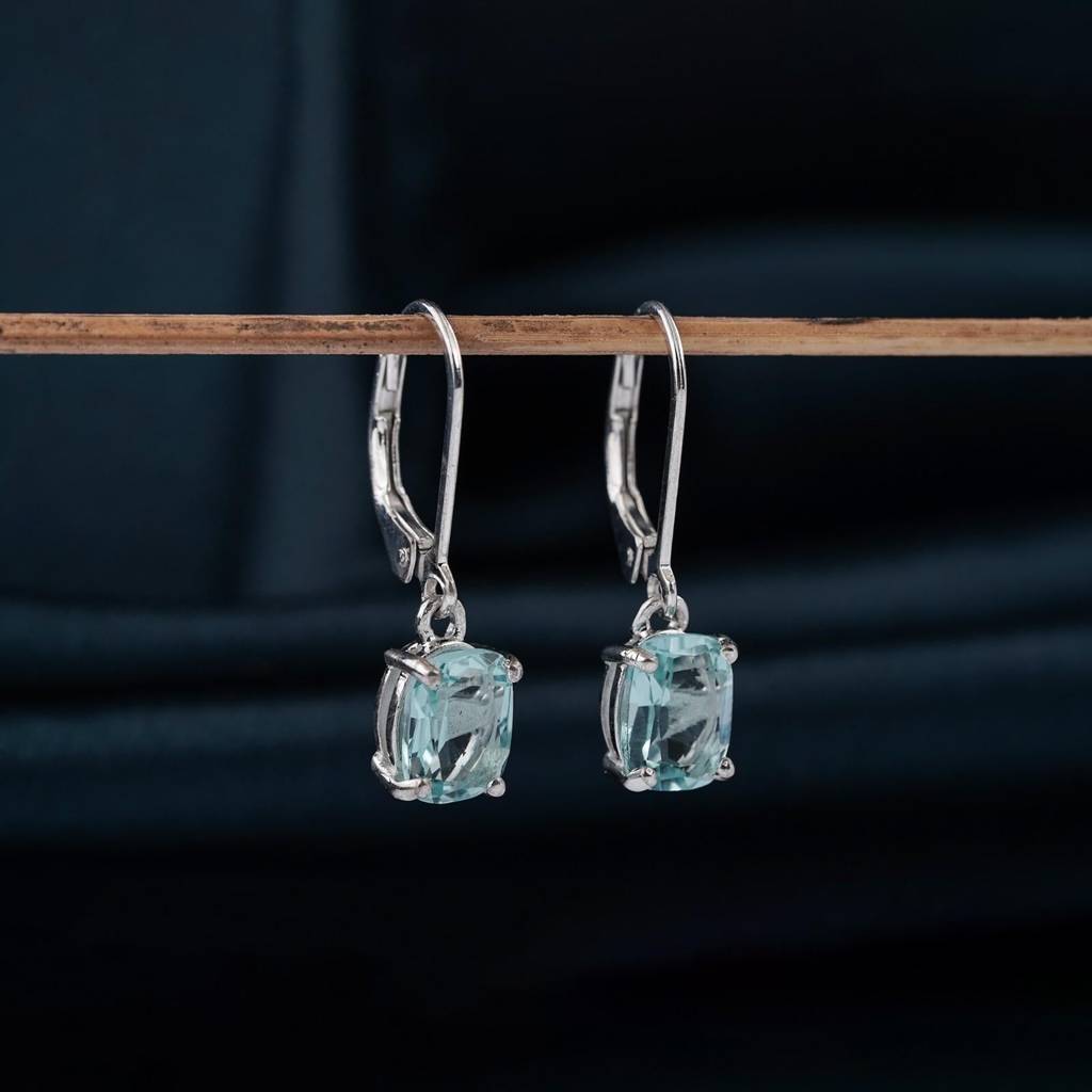 Silver Aqua Blue Drop Earrings : ZLE-1083