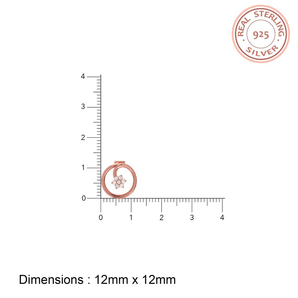 Rose Gold Circle Casual Flower Stud Earrings : ZLE-1085R