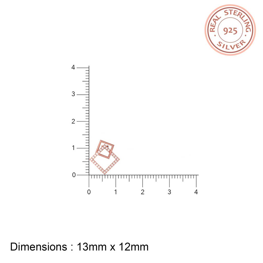 Square Stud Diamond Stud Earrings : ZLE-1089R