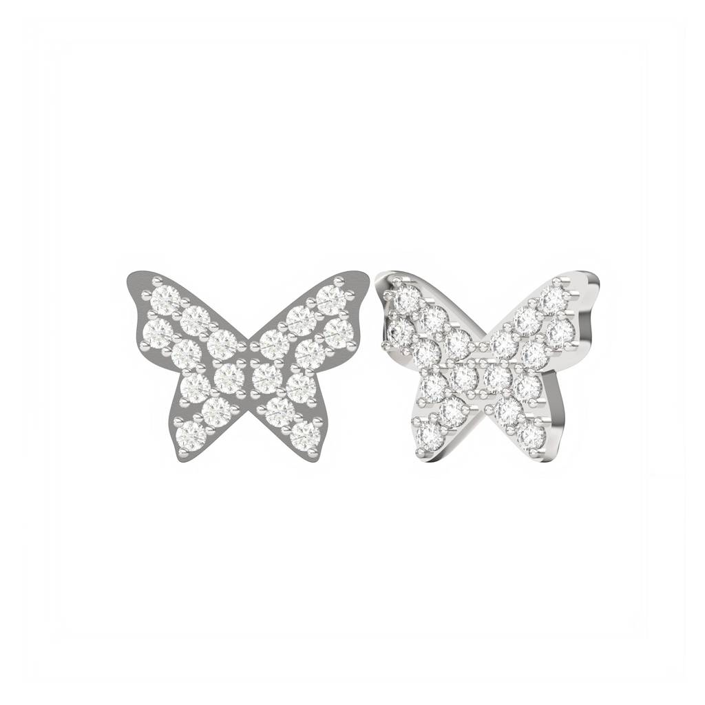 Silver Zircon Butterfly Studs : ZLE-1104