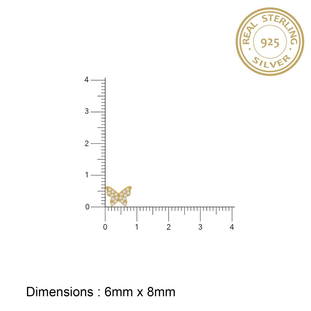 Golden Butterfly Cubic Zirconia Stud Earrings : ZLE-1104Y