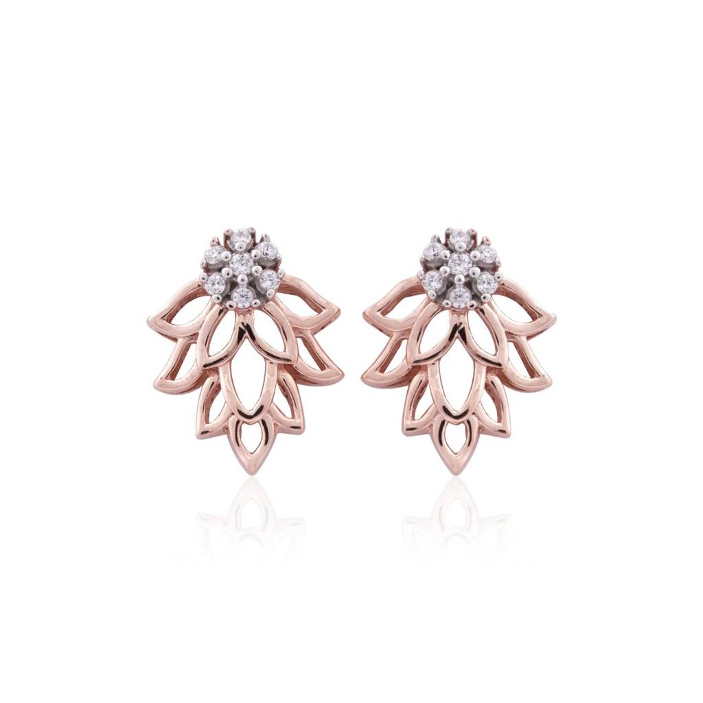 Rose Gold Lotus Stud Earrings : ZLE-1106