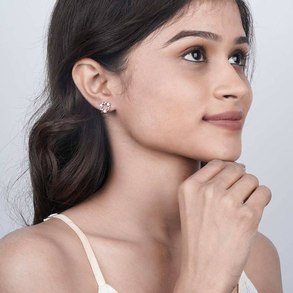 Rose Gold Forest Leaf Stud Earrings : ZLE-1107