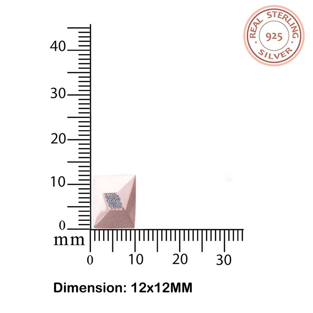 Rose Gold Pyramid Stud Earrings : ZLE-1108