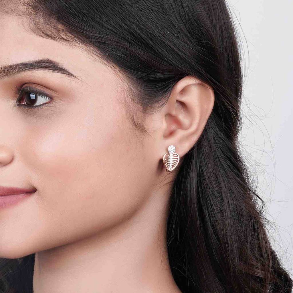 Rose Gold Heart Calista Earrings : ZLE-1109