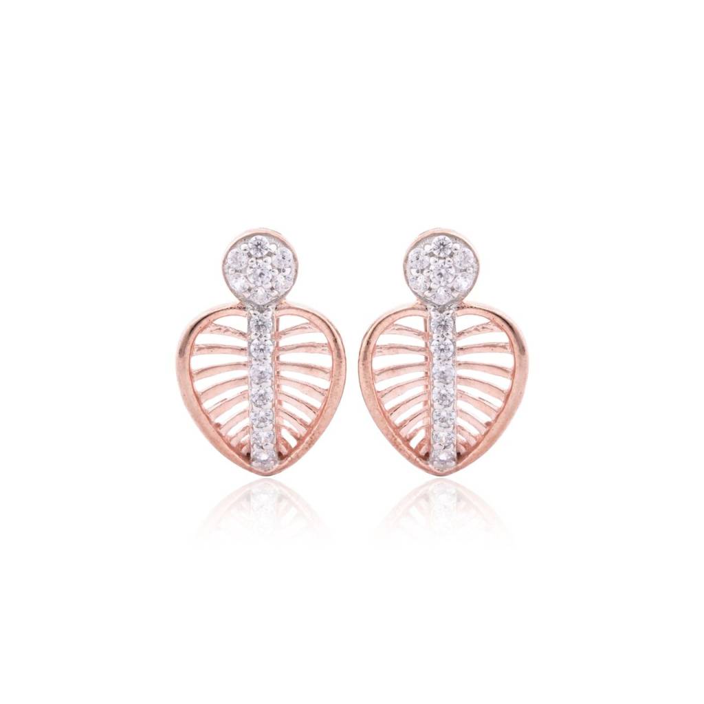 Rose Gold Heart Calista Earrings : ZLE-1109