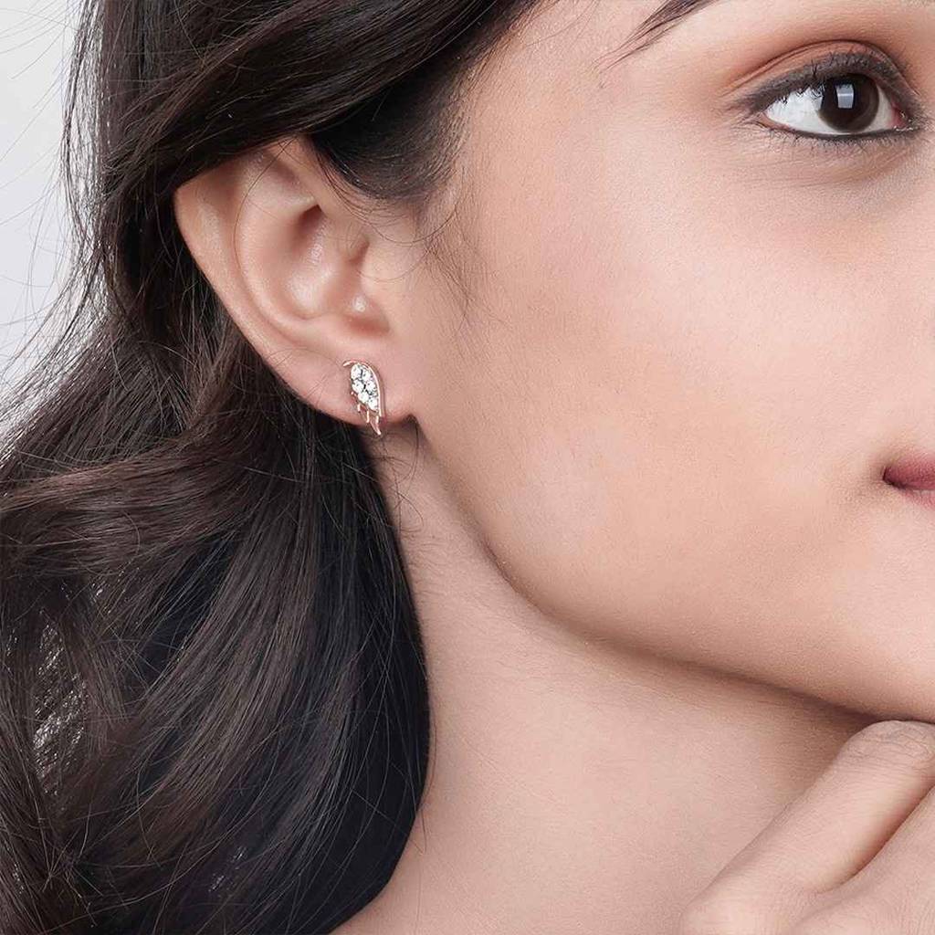 Rose Gold Mini Wings Stud Earrings : ZLE-1112
