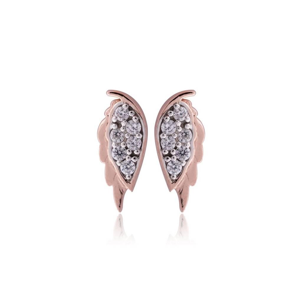 Rose Gold Mini Wings Stud Earrings : ZLE-1112