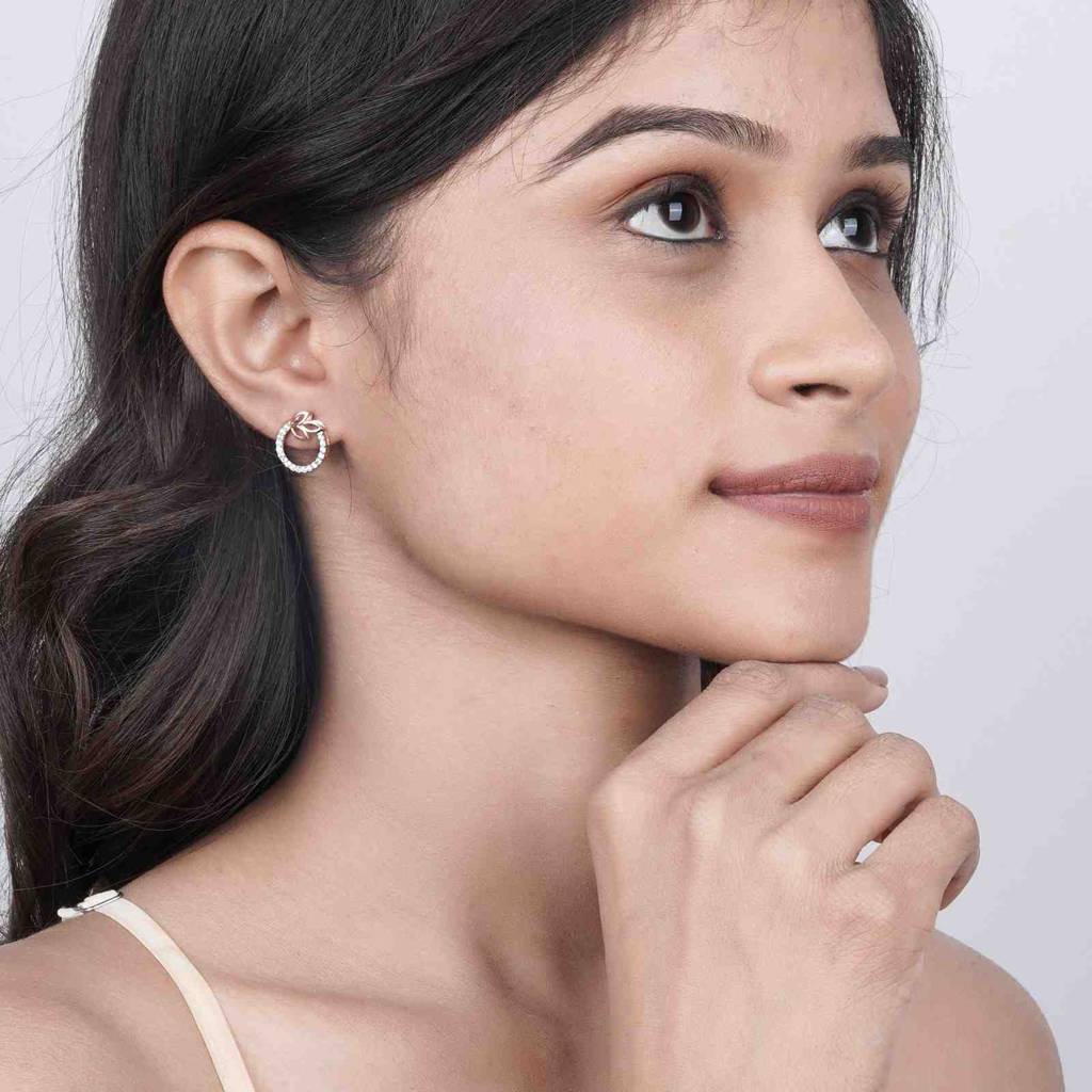 Rose Gold Elior Petal Stud Earrings : ZLE-1113