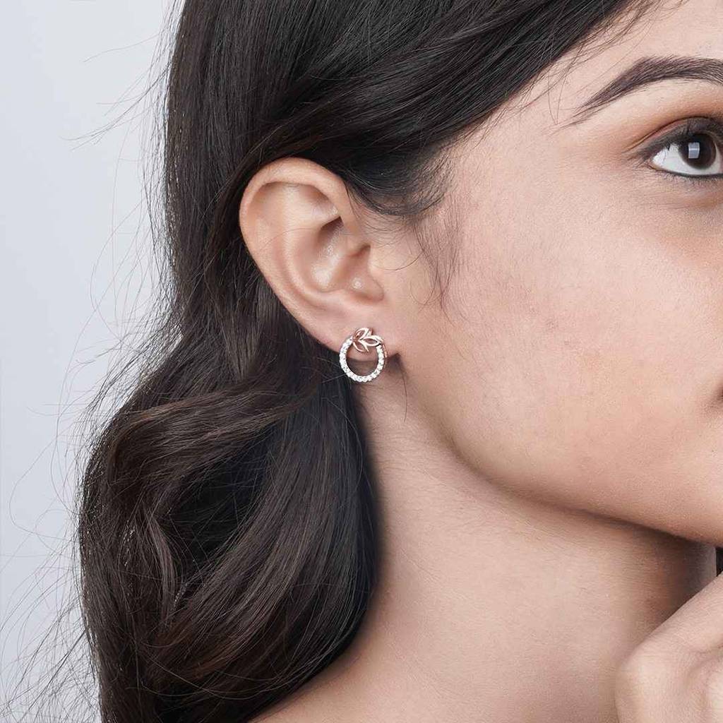 Rose Gold Elior Petal Stud Earrings : ZLE-1113