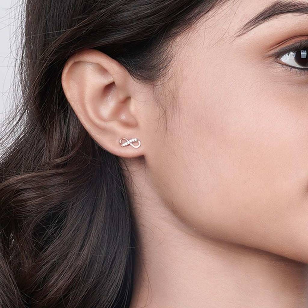 Rose Gold Infinity Stud Earrings : ZLE-1115