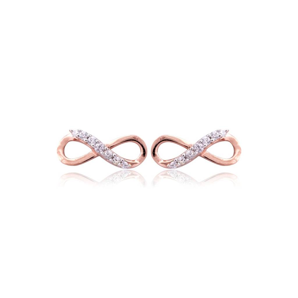 Rose Gold Infinity Stud Earrings : ZLE-1115