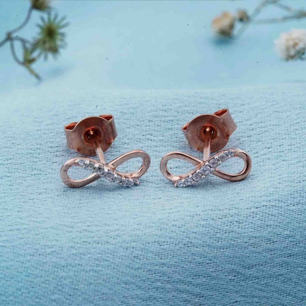 Rose Gold Infinity Stud Earrings : ZLE-1115