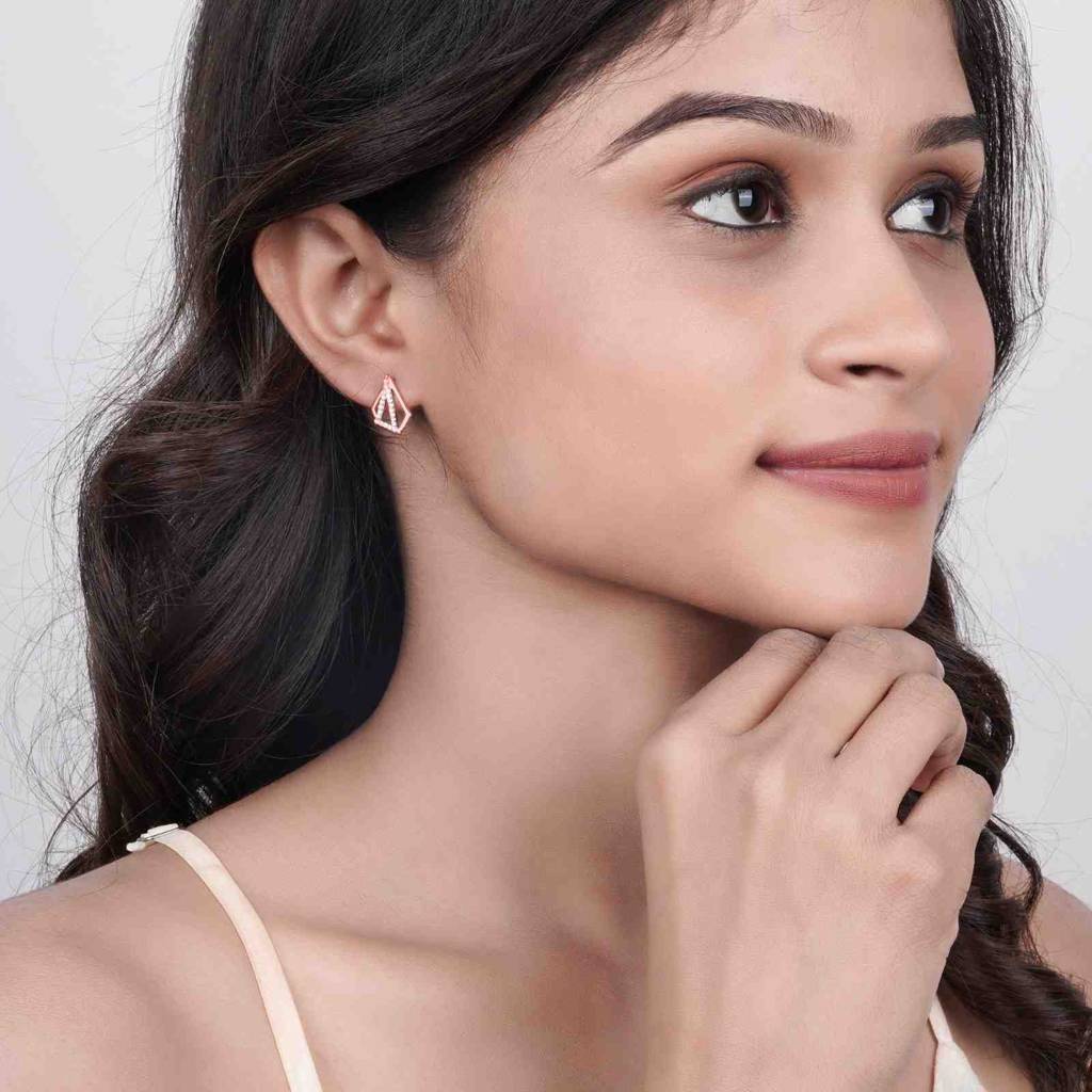 Rose Gold Triangular Earrings : ZLE-1116
