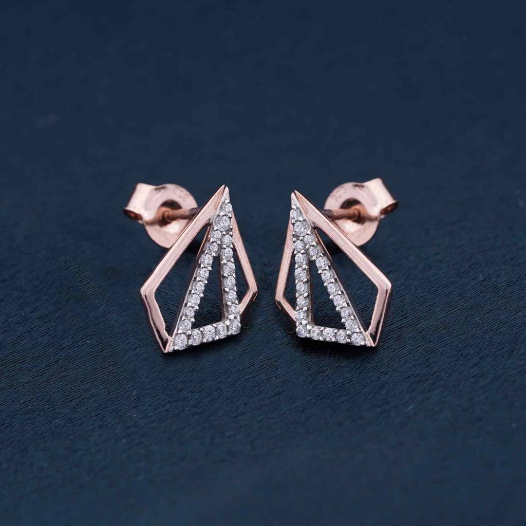 Rose Gold Triangular Earrings : ZLE-1116