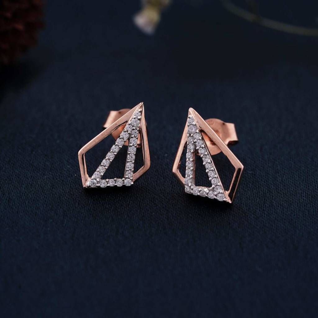 Rose Gold Triangular Earrings : ZLE-1116