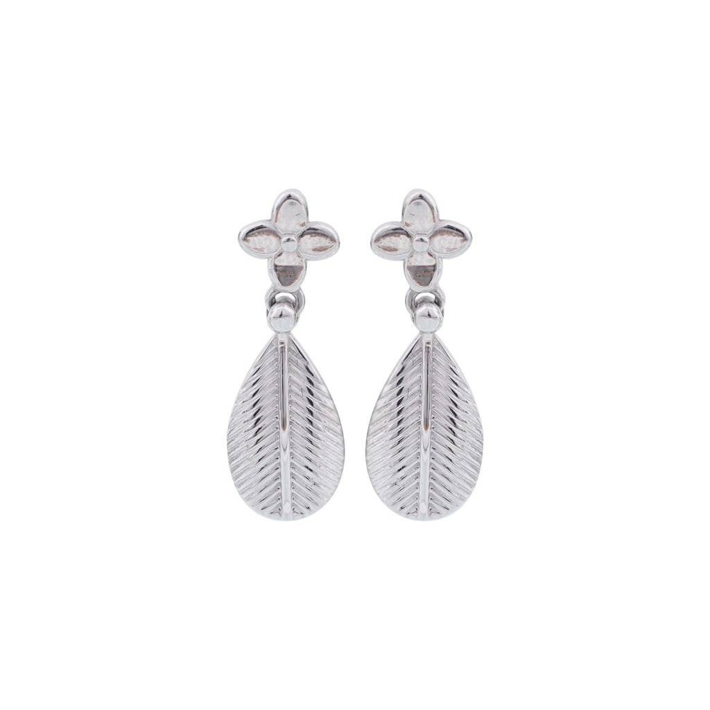 Silver Leafy Hazel Earrings : ZLE-1119
